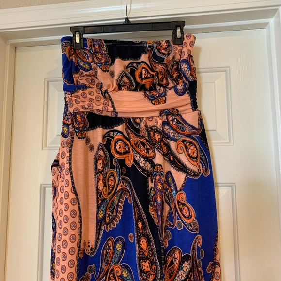 ❤️NEW 1X Peach Blue Paisley Strapless Dress - Picture 8 of 8